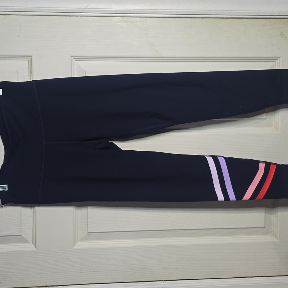GAP Fit Navy Leggings with Colorful Stripes